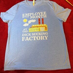 Employee of the Month Factory Novelty Graphic T-Shirt Blue Mens Large L